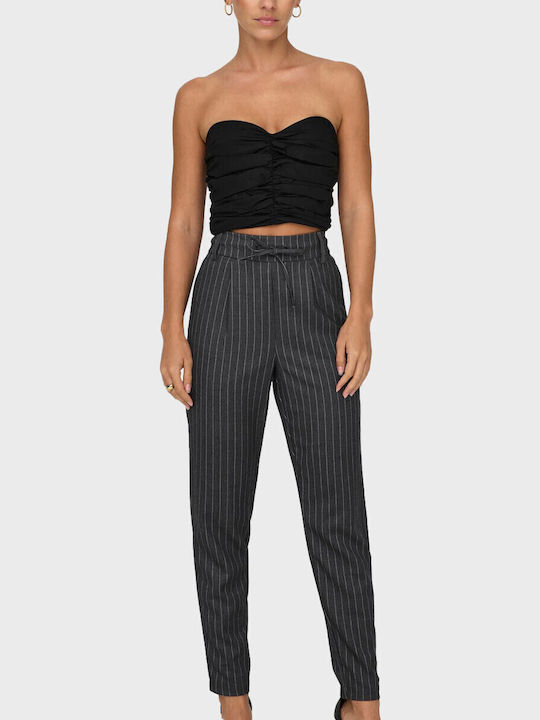 Women's Fabric Trousers Striped Gray