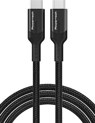 Powertech Braided USB 2.0 Cable USB-C male - USB-C 240W Black 1m (PTR-0140)