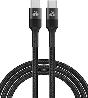 Powertech Braided USB 2.0 Cable USB-C male - USB-C 100W Μαύρο 1m (PTR-0132)