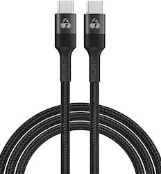 Powertech Braided USB 2.0 Cable USB-C male - USB-C 60W Μαύρο 0.6m (PTR-0131)