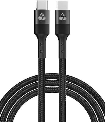 Powertech Braided USB 2.0 Cable USB-C male - USB-C 100W Black 0.6m (PTR-0133)