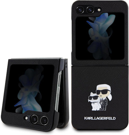 Karl Lagerfeld Saffiano Karl&choupette Pin Back Cover Plastic Negru (Galaxy Z Flip5)