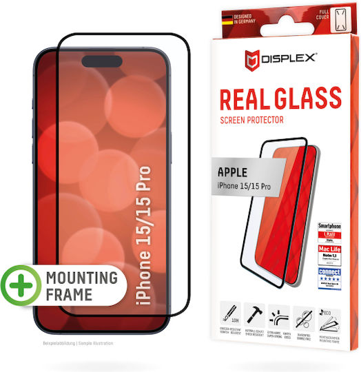 Displex Real Glass 0.33mm Full Face Tempered Glass Black (iPhone 15)