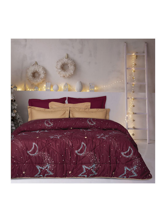 Das Home Pătură Extra-dublu cu Umplutură Microfiber 220x240buc Happy ALB, BURGUNDIA, ALBASTRU