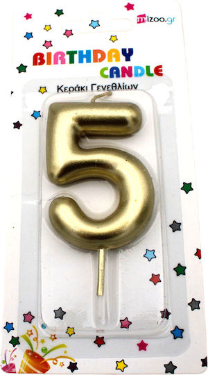 5 Geburtstagskerze Nummer in Gold Farbe 8PRT11