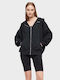 Long Women's Sweatshirt Jacket Hooded Black