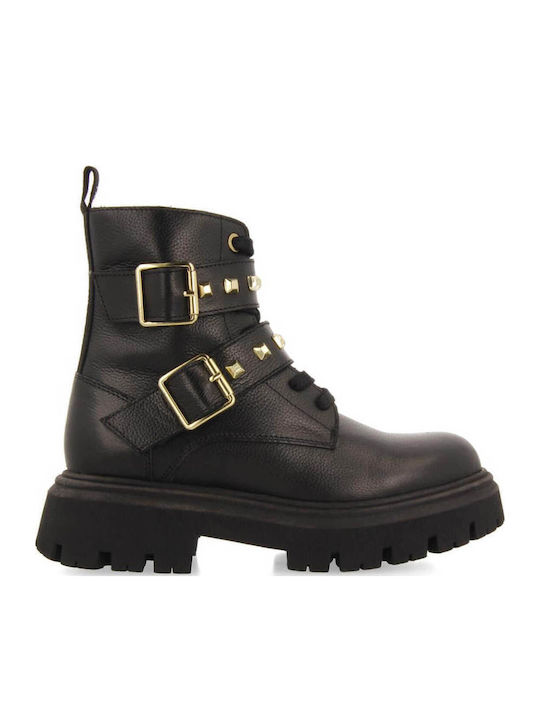 Leather Kids Boots with Zipper Black