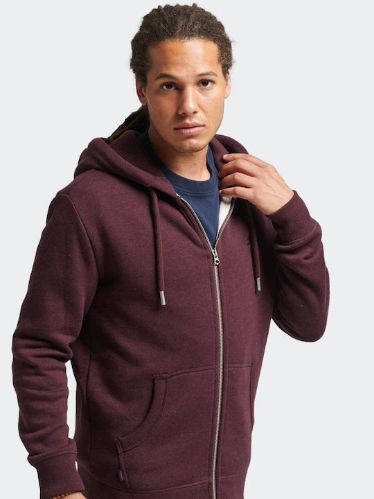 Superdry M D5 Cardigan with Hood Burgundy