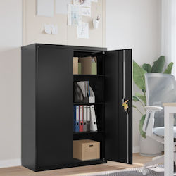 Office Storage Metal Cabinet with Lock Μαύρη L90xW40xH140cm