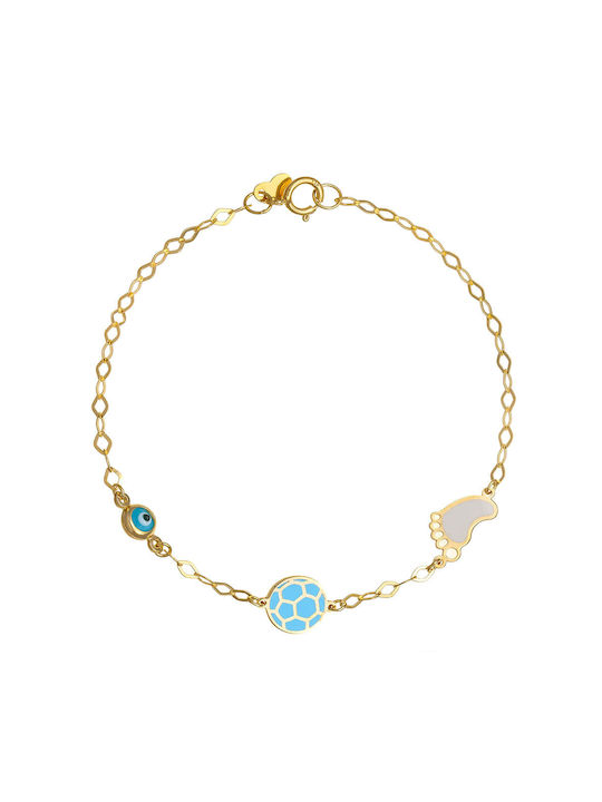 Ioannis Κόσμημα Kids Gold Bracelet 9K with Evil Eye for Girl