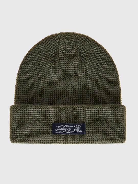 Funky Buddha Beanie Masculin Căciulă Tricotat în culoarea Kaki