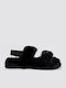 Winter Women's Slippers with Fur Black