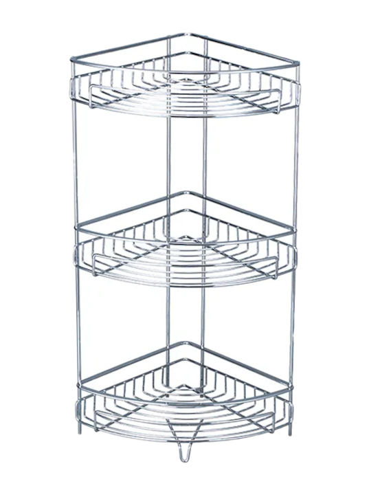 Bormann BTW9042 Colț Montat pe perete Raft de Baie Metalic cu 3 Rafturi 20.8x20.8x57cm