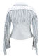 Women's Short Lifestyle Leather Jacket for Winter White