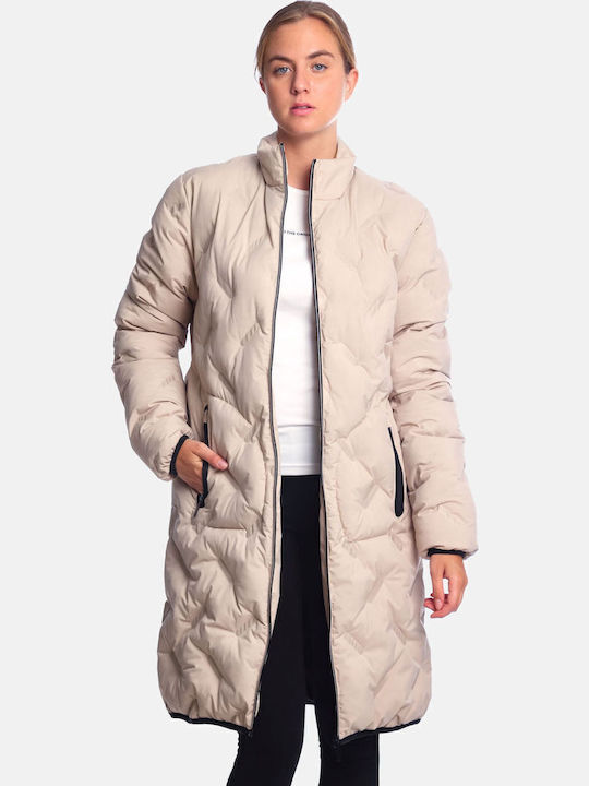 Kurz Damen Puffer Jacke für Winter Beige