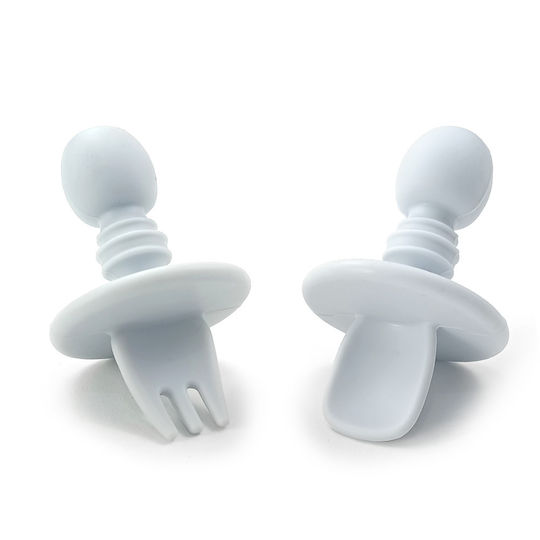 Baby Cloud Baby Set with Fork made of Silicone for 5+ months Light Blue