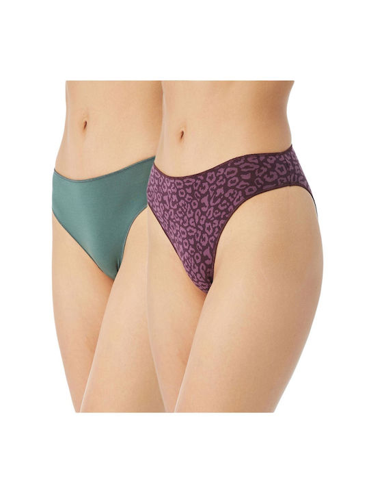 Minerva Baumwolle Damen Slip 2Pack Grün