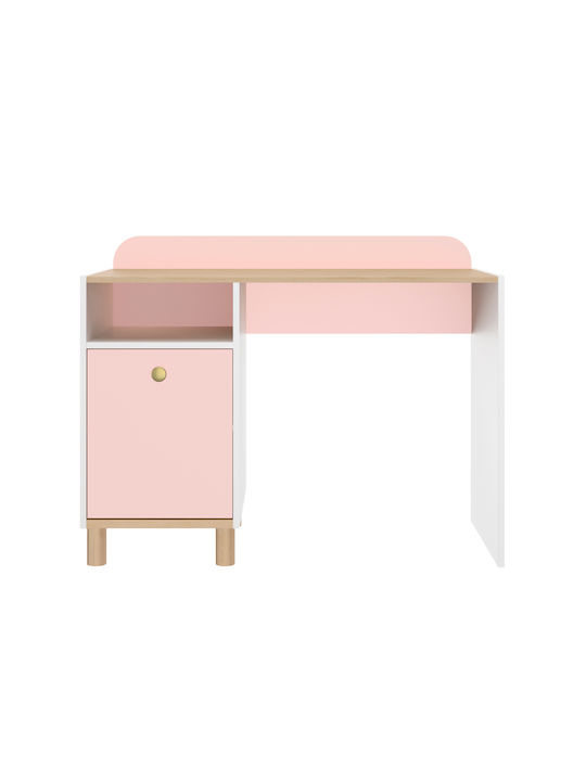 Γραφείο Romy Ξύλινο Λευκό / Ροζ / Blond Oak 110x52x86εκ.