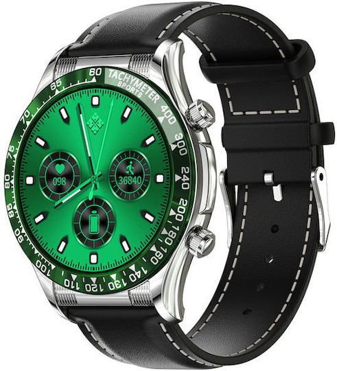 Rubicon SR039C Stainless Steel 46mm Smartwatch με Παλμογράφο (Μαύρο)