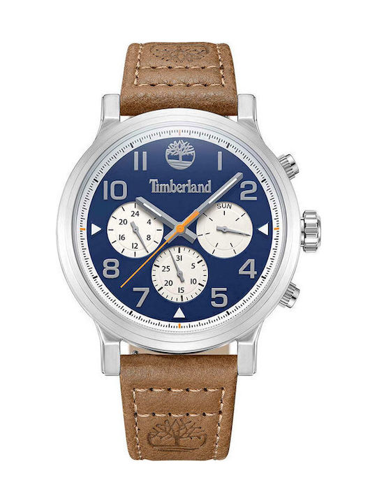 Timberland Ανδρικό Ρολόι 46mm Μπαταρίας με Καφέ Δερμάτινο Λουράκι