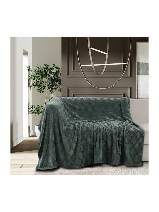 Melinen Three-Seater Sofa Throw Ollie 170x300cm Dark Aqua