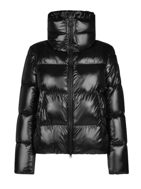 Women's Short Puffer Jacket for Winter Black