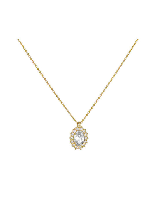 Ioannis Kosmima Halskette Rosette aus Gold 14K mit Zirkon