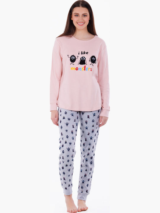MEI Winter Damen Pyjama-Set Rosa