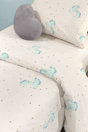 Saint Clair Sheet Set Single with Elastic Band Cotton Aqua 100x200cm 3pcs