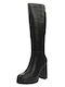 Xti Synthetic Leather High Heel Women's Boots with Zipper Black