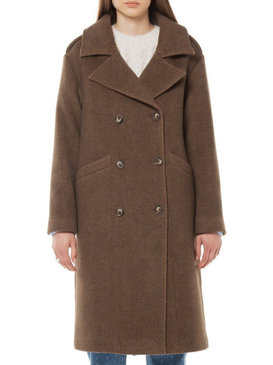 Women's Brown Coat with Buttons