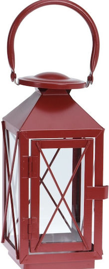 Koopman Metallic Lantern Red 10x10x10cm