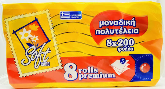 Softcare Toilettenpapier 8 Rollen 3 Blätter (124gr/Rolle)
