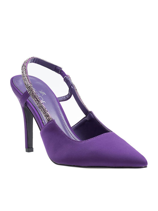 Verde Purple High Heels with Strap