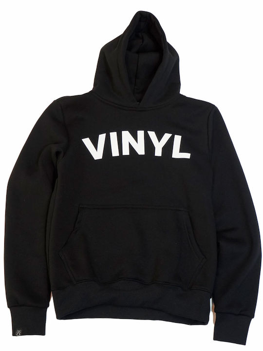 Vinyl Art Clothing Ανδρικό Φούτερ με Κουκούλα Μαύρο