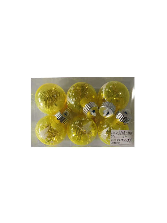 Satz 6 Gelbe Kugel Ornamente 6cm Satz 6 Gelbe Kugel Ornamente 6cm