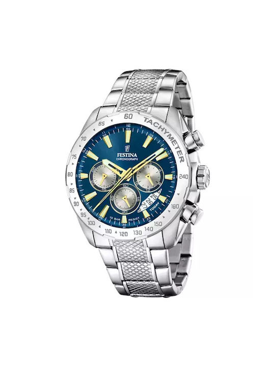 Festina Uhr Chronograph Batterie in Silber Farbe