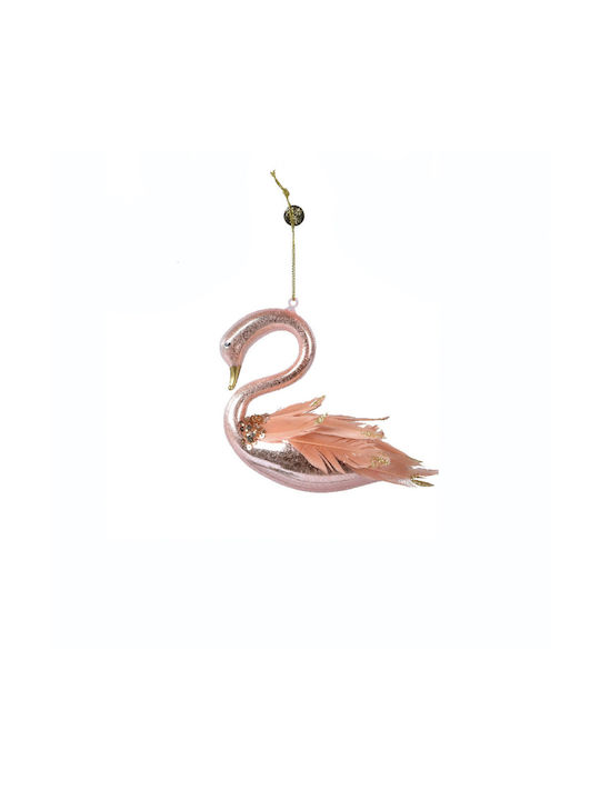 Hängender Schwan Ornament Glas Rosa 4x13cm