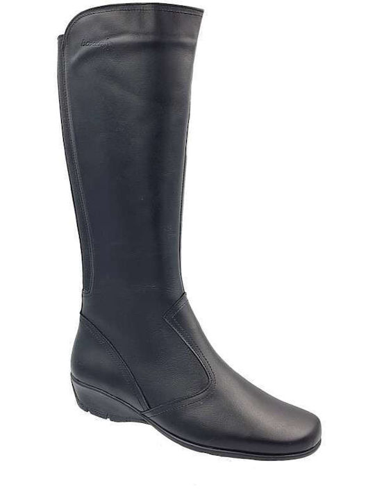 Leather Women's Boots with Zipper Black