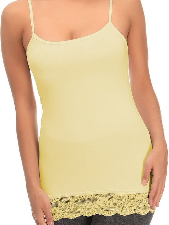 Jadea Women's T-Shirt with Spaghetti Strap Yellow