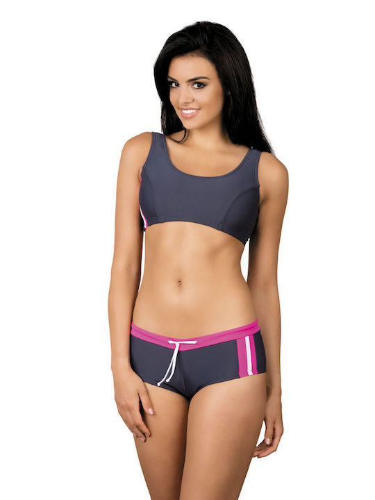 Lorin Bikini Set Sports Bra & Slip Bottom Gray