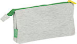 Benetton Fabric Gray Pencil Case with 2 Compartments