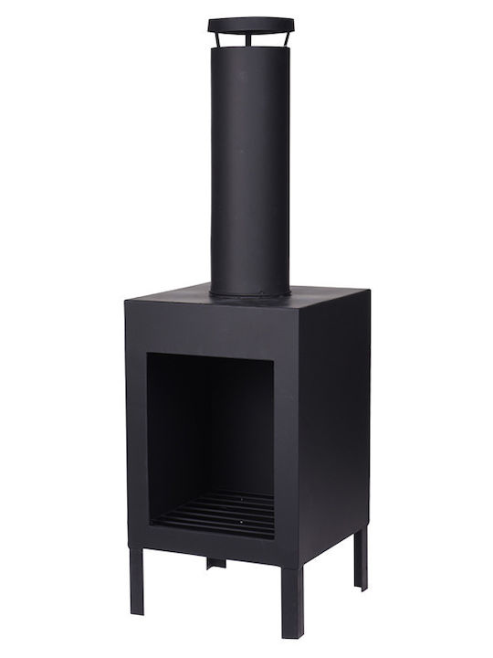 Kamin Draußen Metallisch Schwarz 30x30x100cm