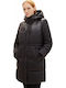 Kurz Damen Puffer Jacke für Winter Schwarz