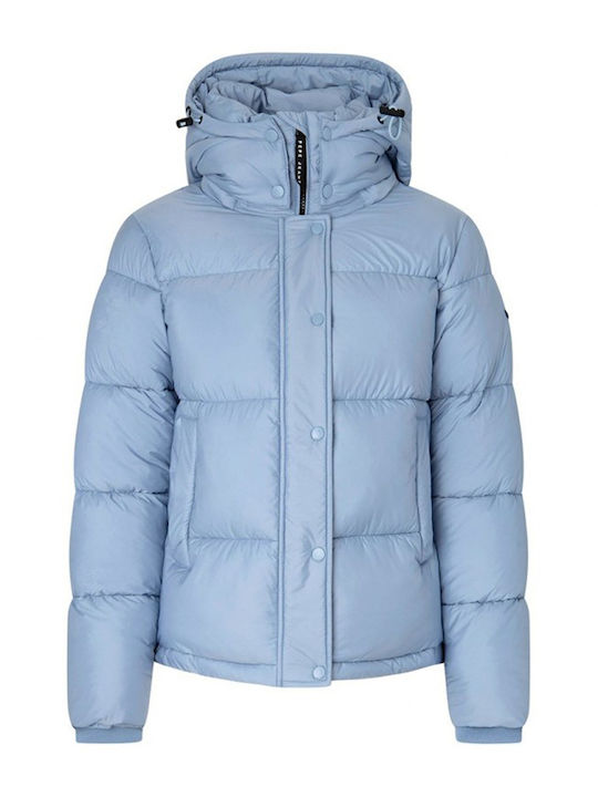 Pepe Jeans W E1 Drop Κοντό Γυναικείο Puffer Μπουφάν για Χειμώνα Μπλε