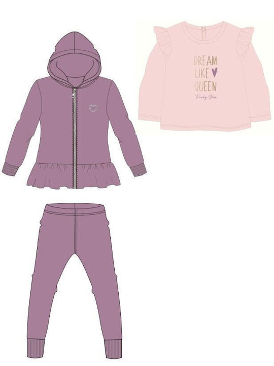 Funky Kids Sweatpants Set Lilac 3pcs