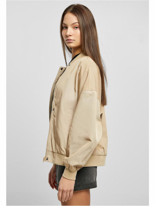 Urban Classics Women's Short Bomber Jacket for Winter Beige