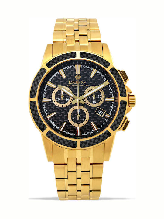 Louis XVI Men's Watch 43mm Chronograph Battery with Gold Metal Bracelet