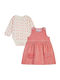 Energiers Baby Bodysuit Set Long-Sleeved Velvet with Skirt Pink 2pcs