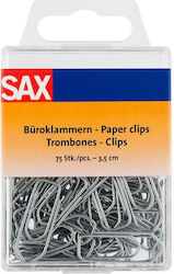 Sax Set of 75pcs Paper Clips 35mm